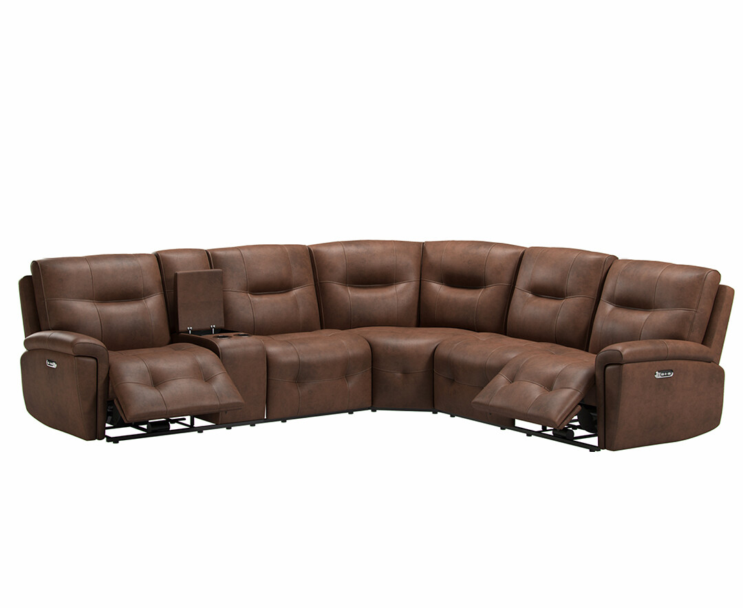 Photo 1 of Barlow dark brown faux leather left hand facing reclining corner sofa