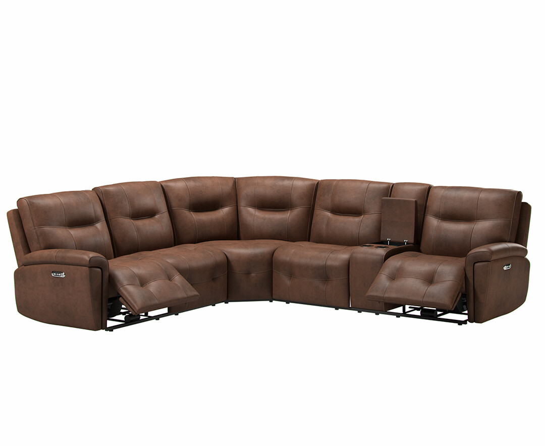 Photo 3 of Barlow dark brown faux leather right hand facing reclining corner sofa