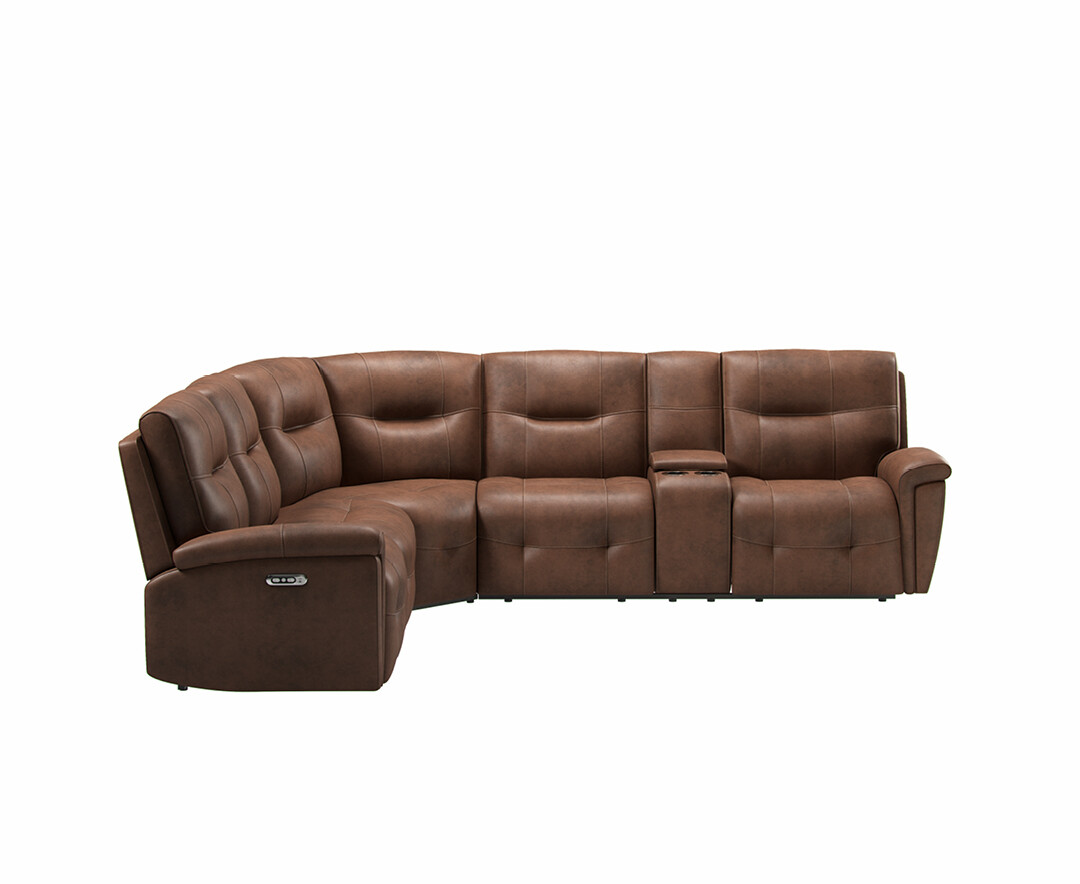 Photo 2 of Barlow dark brown faux leather right hand facing reclining corner sofa