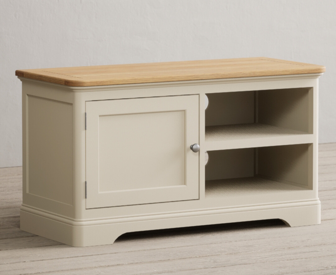 Product photograph of Madley Oak And Cream Painted Small Tv Cabinet from Oak Furniture Superstore