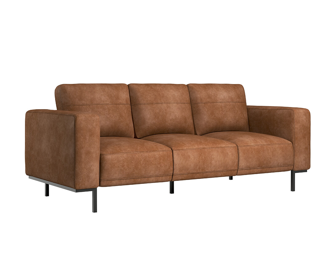 Photo 3 of Camden tan faux leather 3 seater sofa