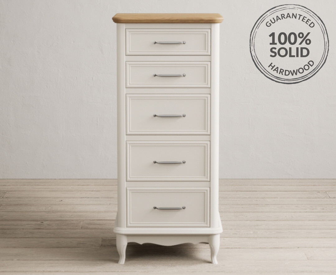 White and clearance oak tallboy