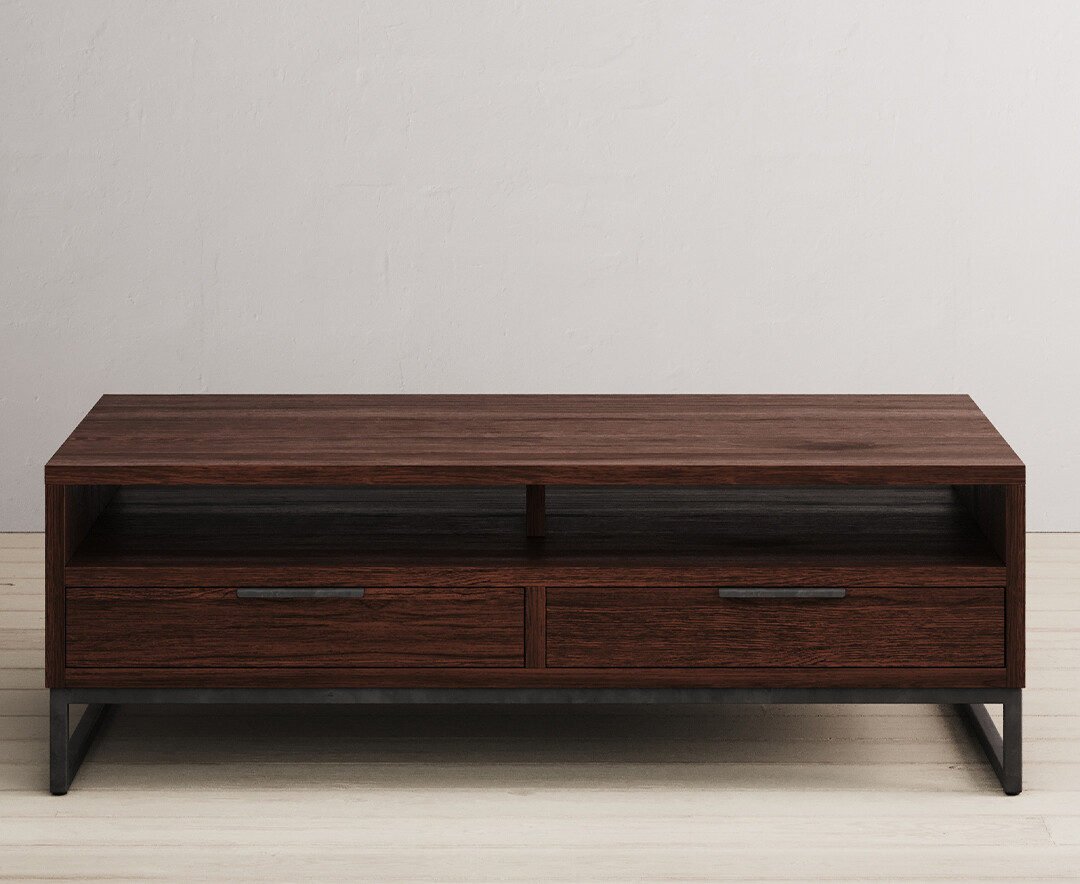 Dakota Dark Acacia And Metal 4 Drawer Coffee Table