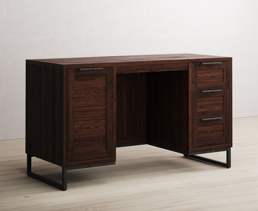 Product photograph of Dakota Dark Acacia And Metal Dressing Table from Oak Furniture Superstore.