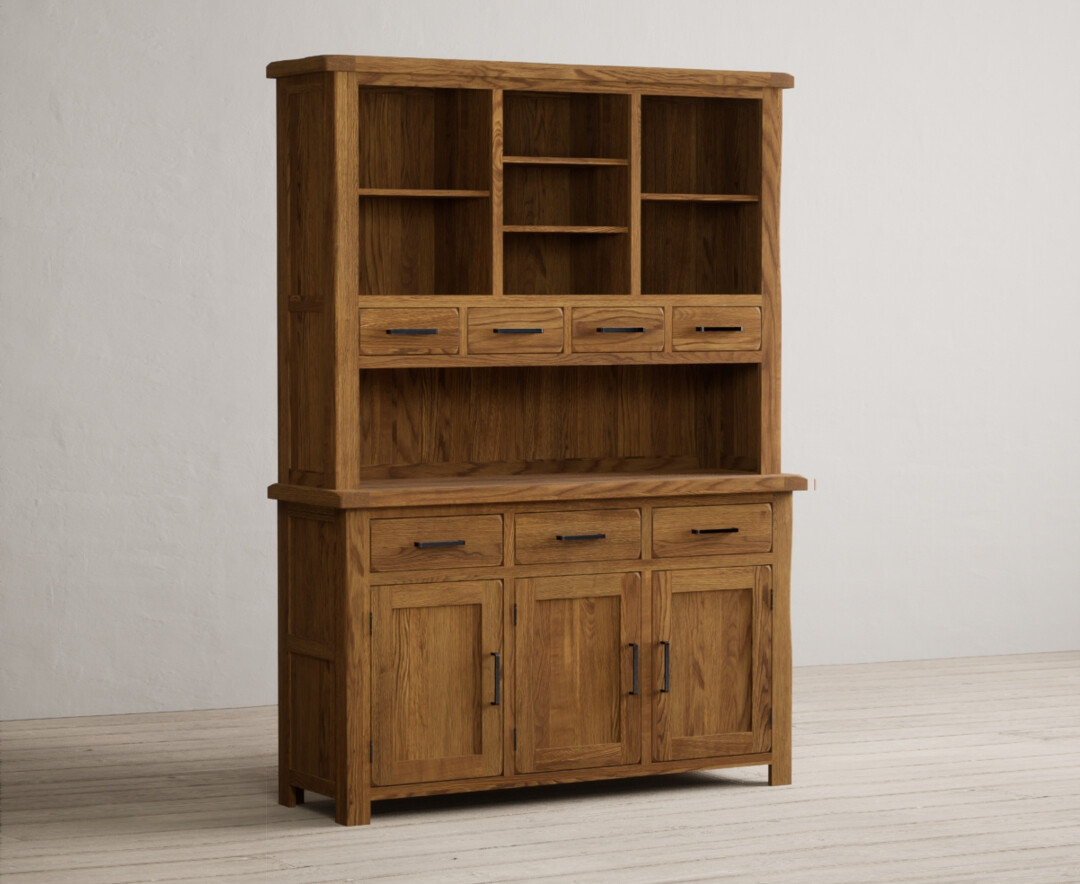 Product photograph of Harrogate Rustic Solid Oak Large Dresser from Oak Furniture Superstore