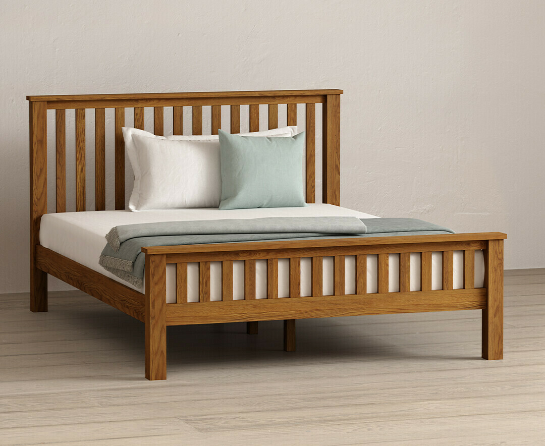 Product photograph of Harrogate Rustic Solid Oak Double Bed from Oak Furniture Superstore