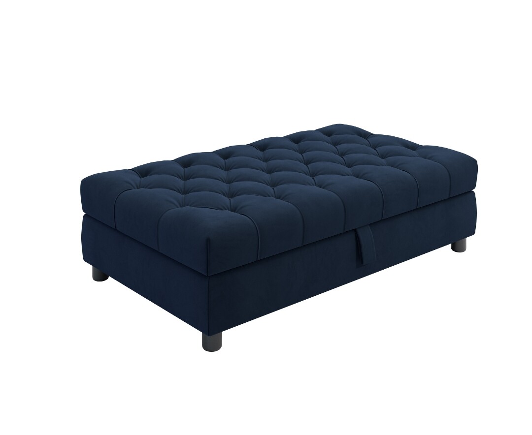 Photo 3 of Dark blue velvet storage footstool