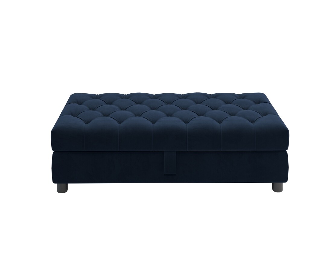 Photo 2 of Dark blue velvet storage footstool