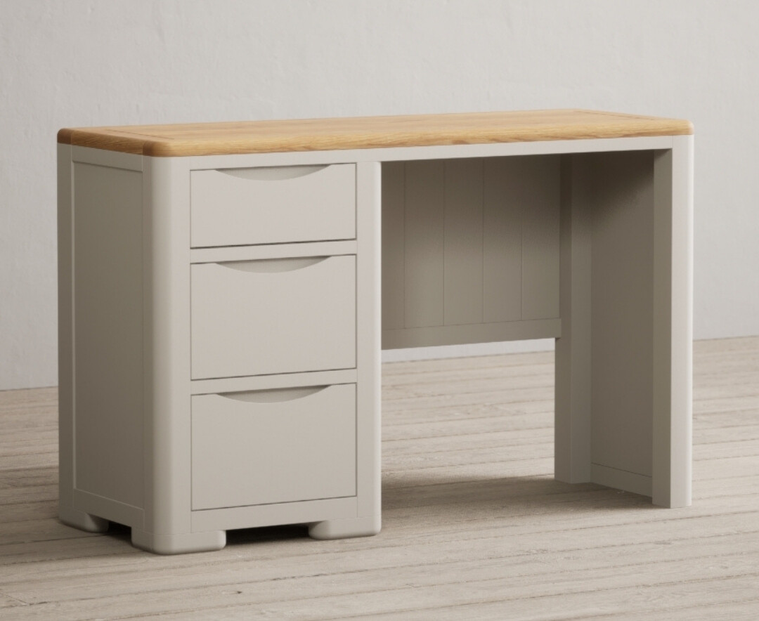 Alba Oak And Soft White Painted Dressing Table Compact Desk