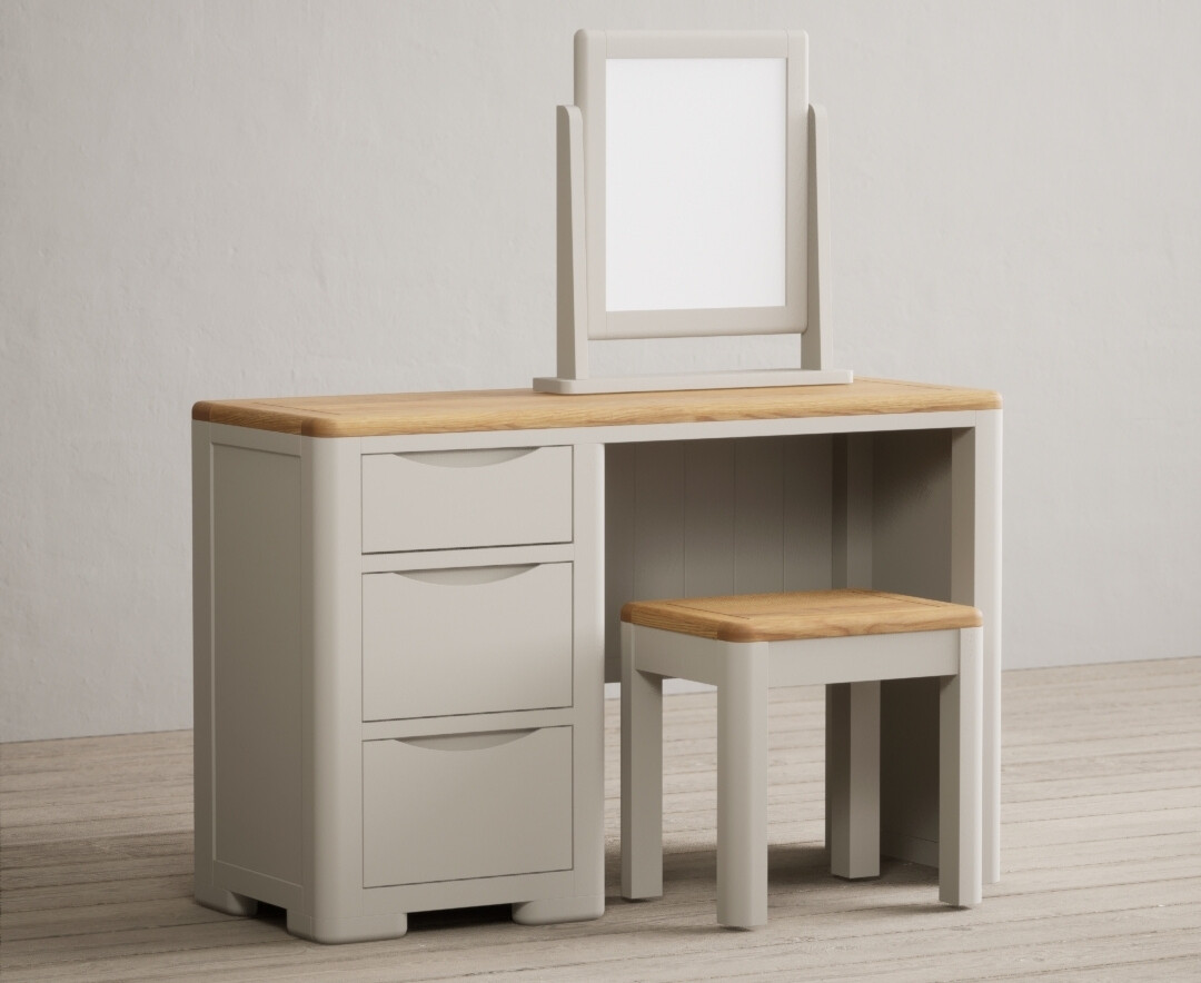 Alba Oak And Soft White Painted Dressing Table Set