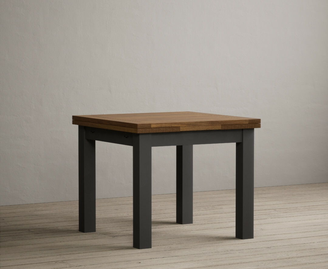 Hampshire 90cm Oak And Charcoal Grey Painted Extending Dining Table