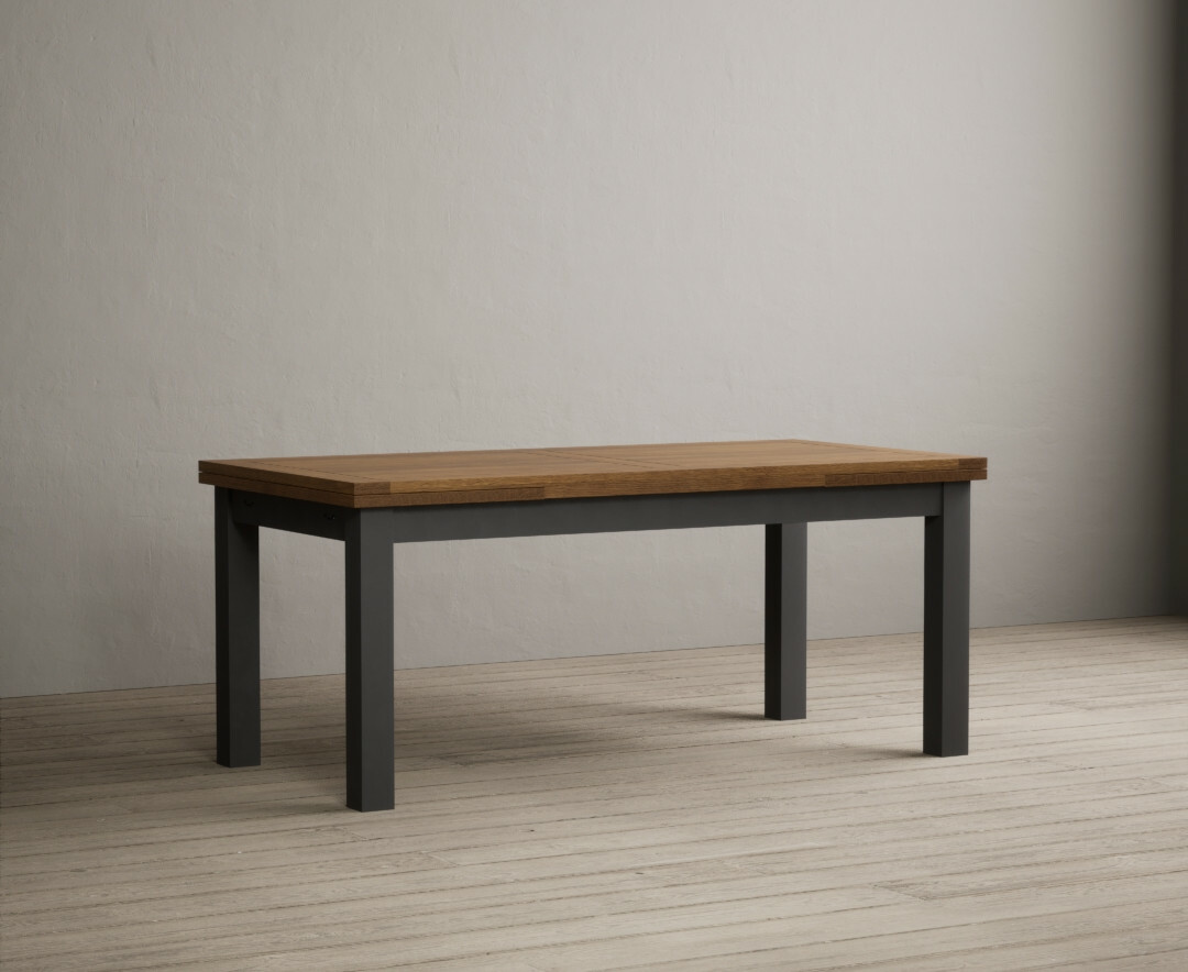 Product photograph of Extending Buxton 180cm Oak And Charcoal Grey Painted Dining Table from Oak Furniture Superstore