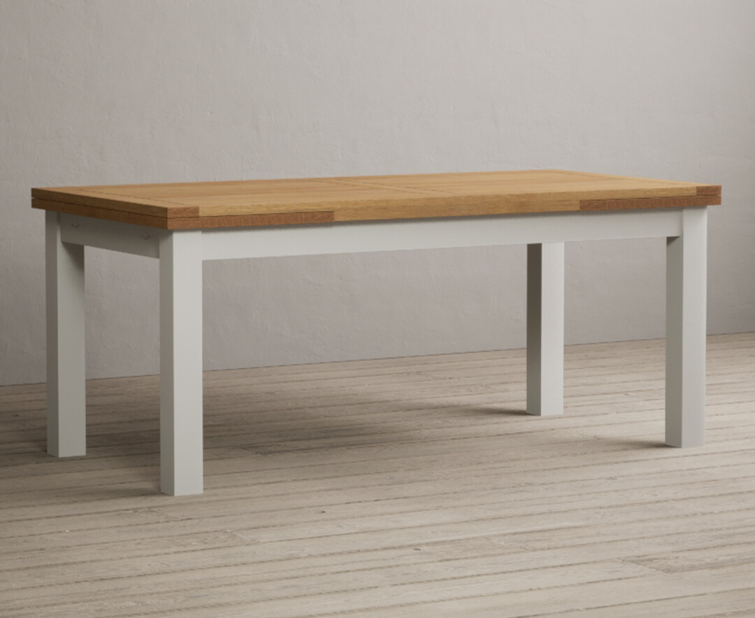 Product photograph of Extending Buxton 180cm Oak And Signal White Painted Dining Table from Oak Furniture Superstore