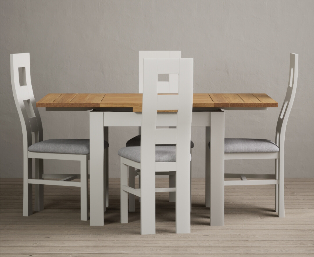 Photo 1 of Extending buxton 90cm oak and signal white dining table with 6 oak flow back chairs