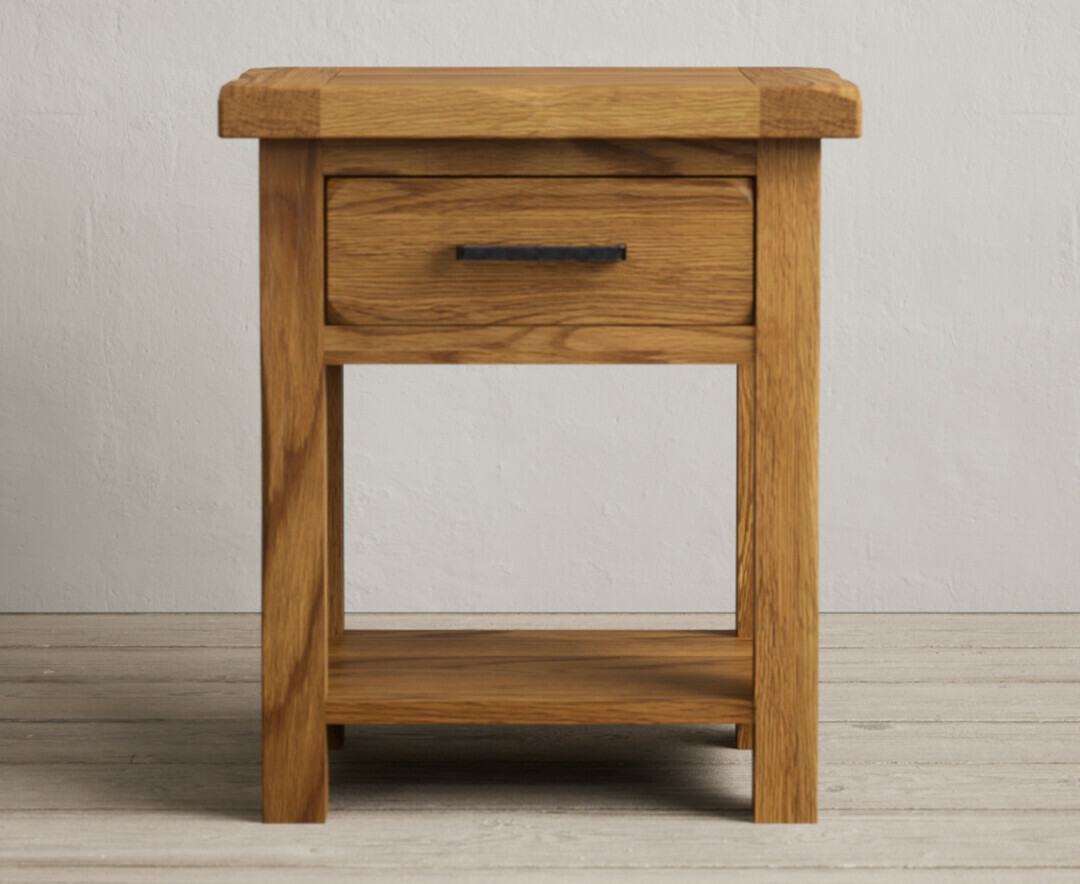 Product photograph of Harrogate Rustic Solid Oak Lamp Table from Oak Furniture Superstore