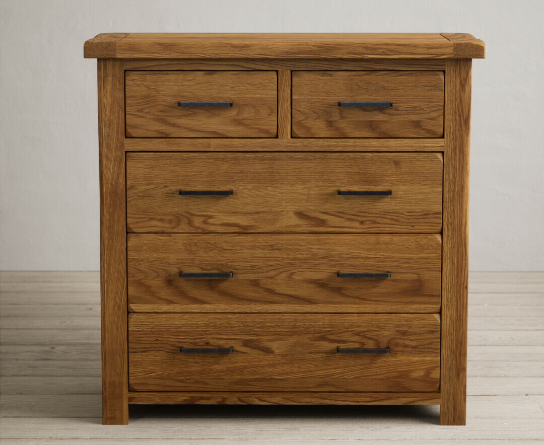 Harrogate Rustic Solid Oak 2 Over 3 Chest Of Drawers