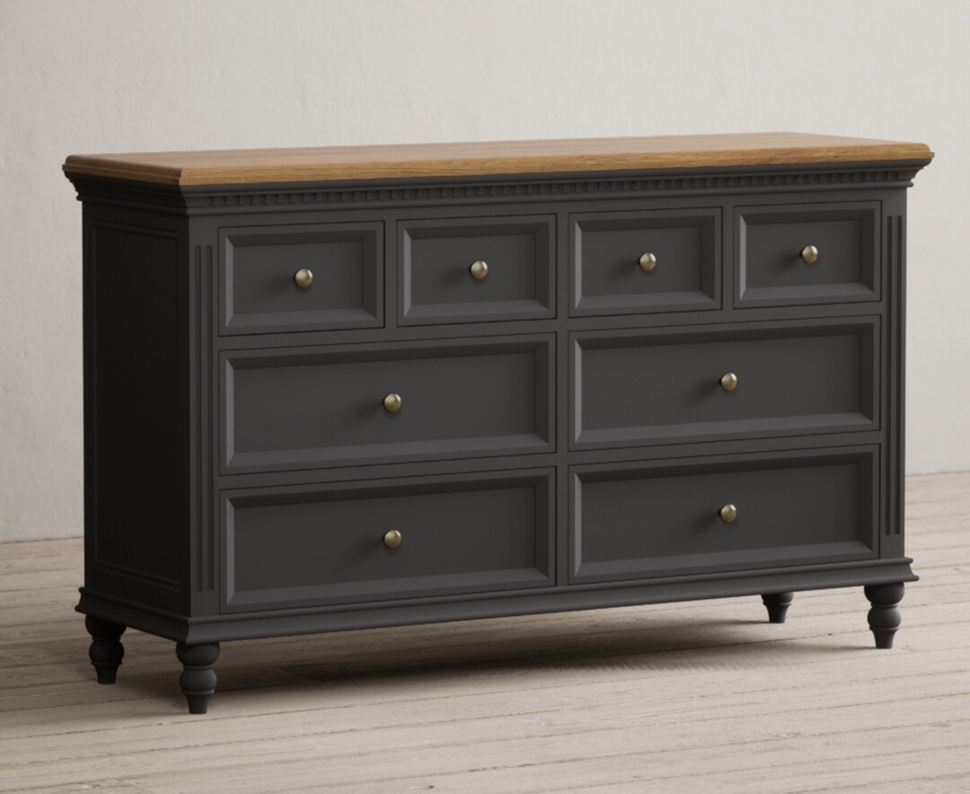 Photo 1 of Francis oak and charcoal grey painted wide chest of drawers