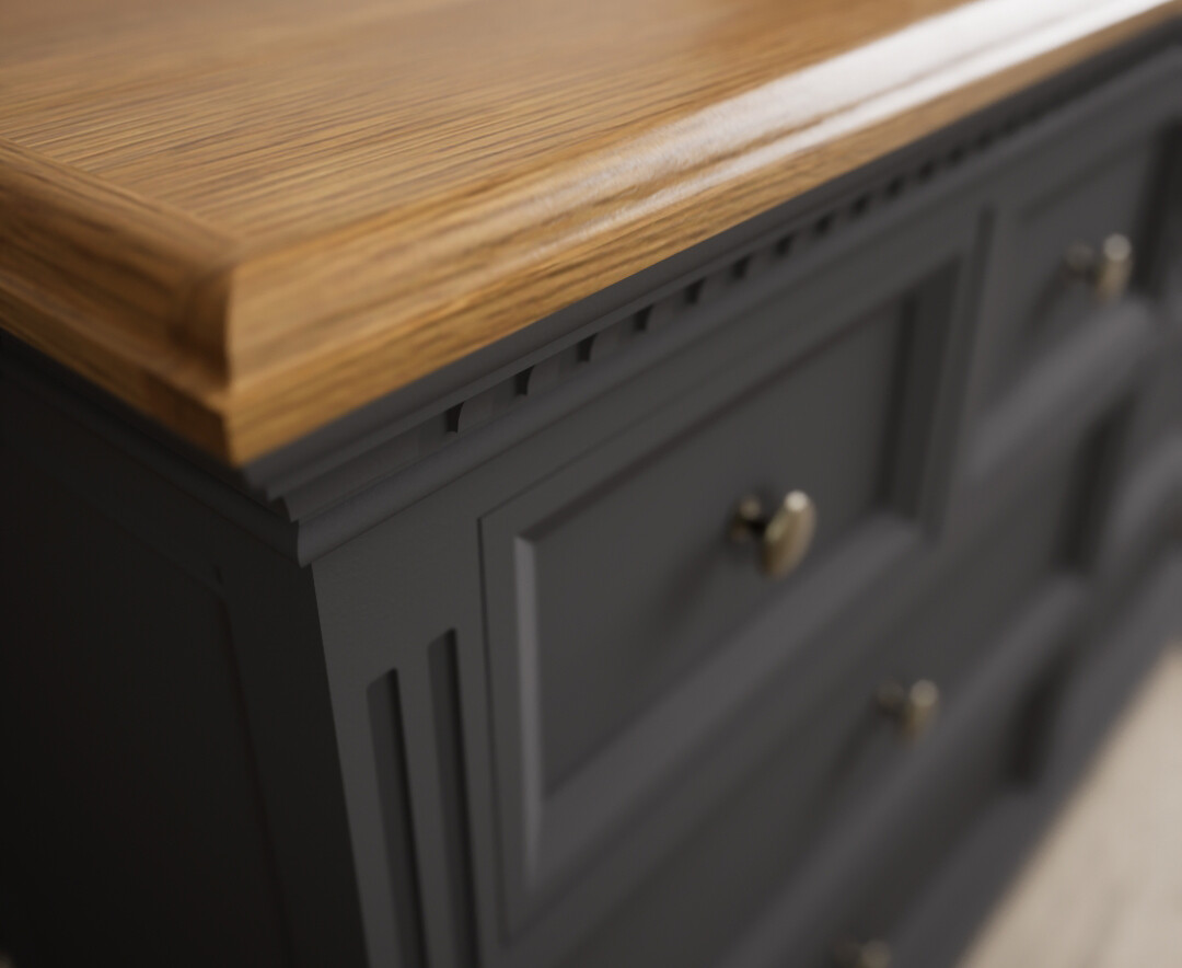 Photo 3 of Francis oak and charcoal grey painted wide chest of drawers