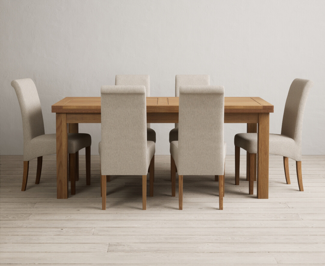 Photo 1 of Extending buxton 180cm solid oak dining table with 10 natural chairs