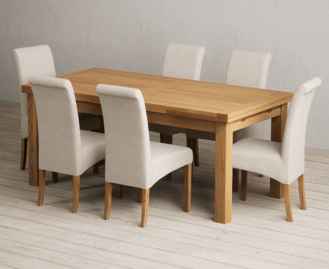 Photo 2 of Extending buxton 180cm solid oak dining table with 6 natural chairs