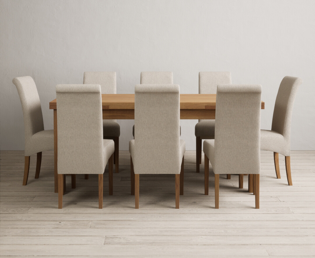 Photo 3 of Extending buxton 180cm solid oak dining table with 12 natural chairs