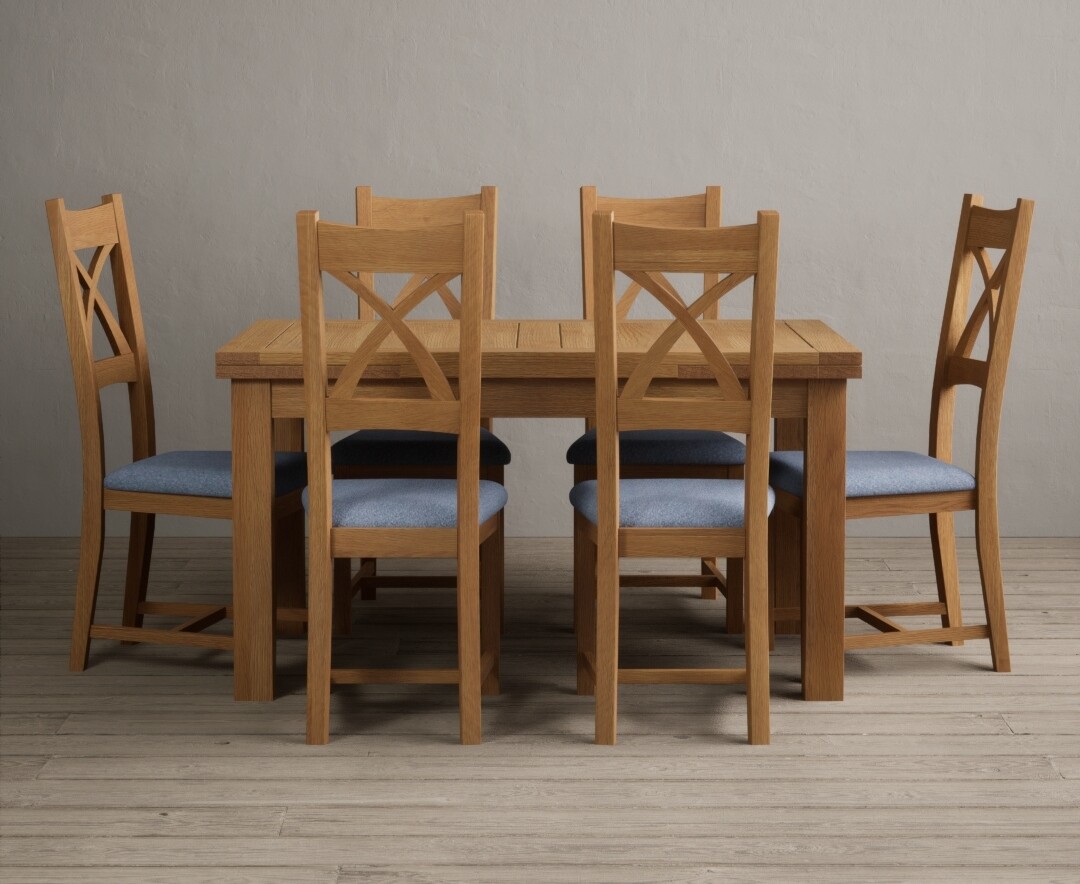 Photo 1 of Extending buxton 180cm solid oak dining table with 8 light grey natural solid oak chairs