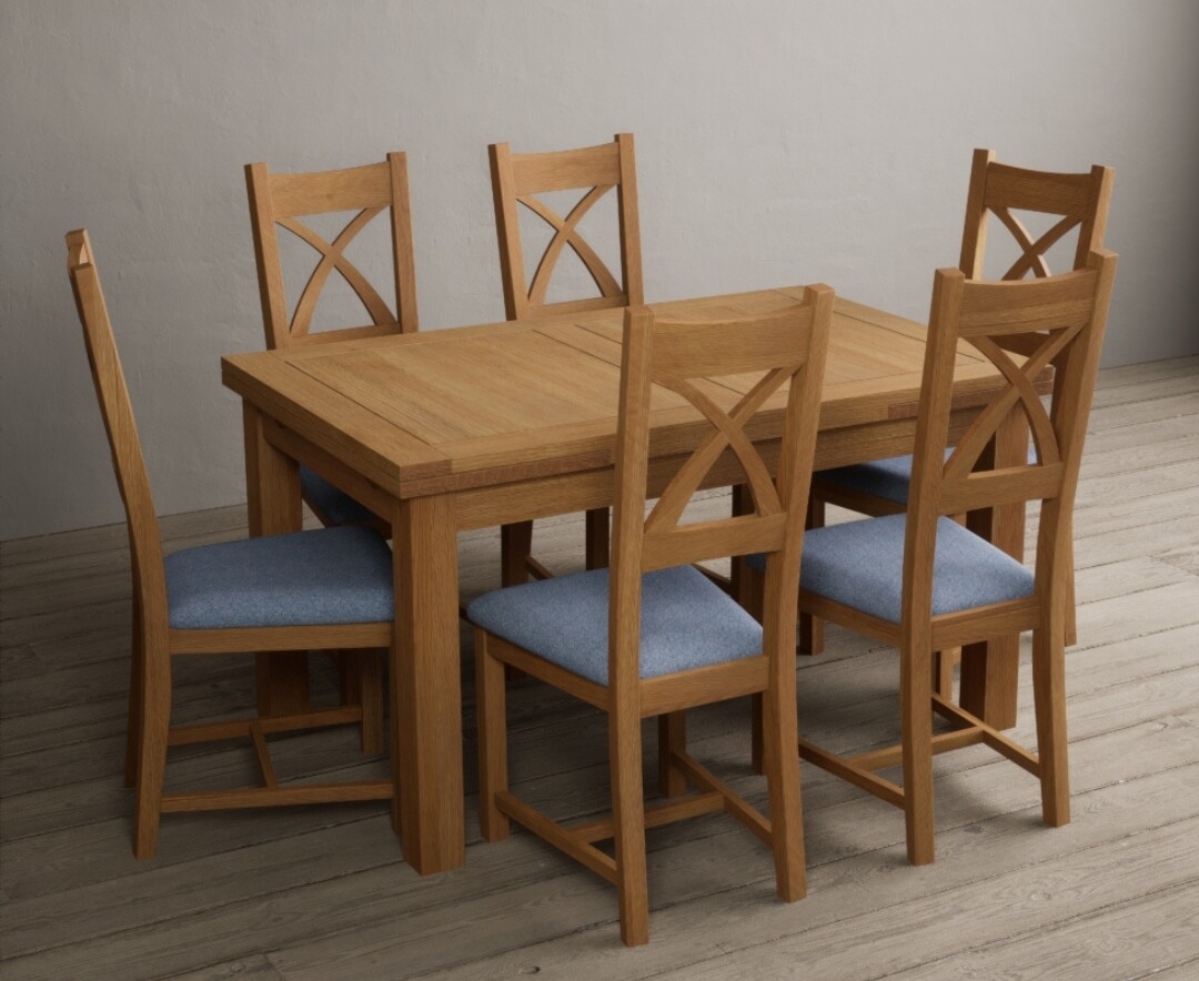 Photo 3 of Extending buxton 180cm solid oak dining table with 8 light grey natural solid oak chairs