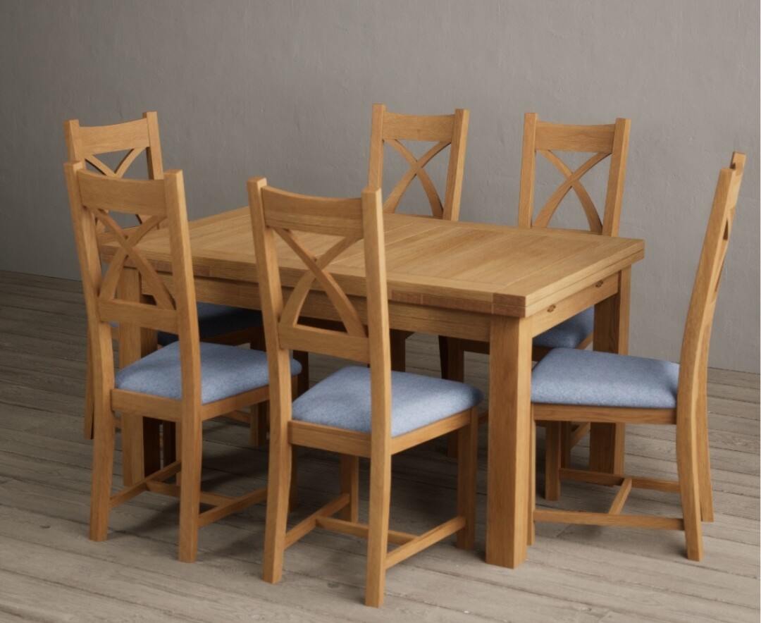 Photo 2 of Extending buxton 180cm solid oak dining table with 8 light grey natural solid oak chairs