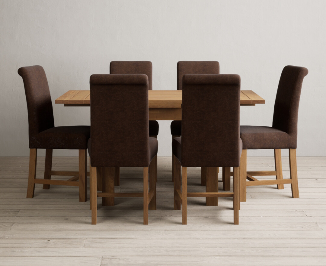 Extending Buxton 90cm Solid Oak Dining Table With 4 Natural Chairs