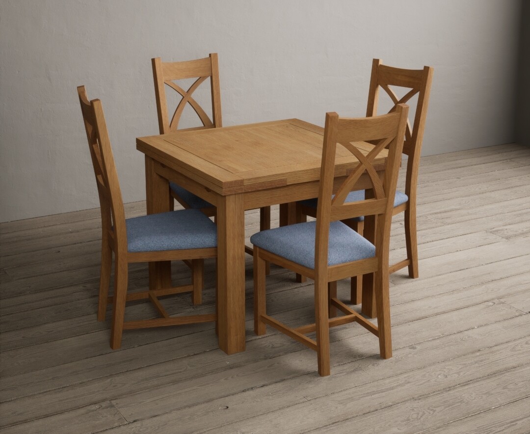 Photo 2 of Extending buxton 90cm solid oak dining table with 6 oak x back chairs
