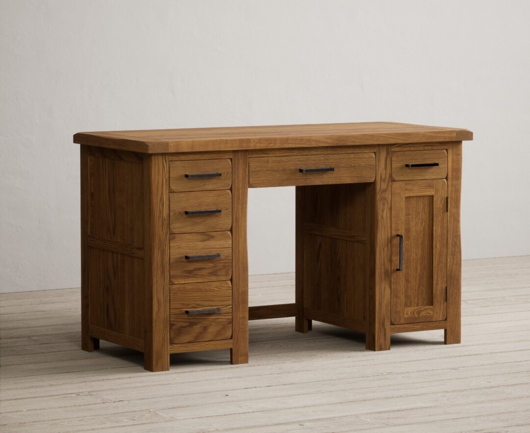 Harrogate Rustic Solid Oak Computer Desk