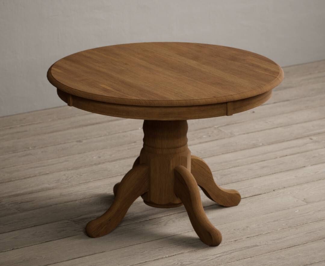 Product photograph of Extending Hertford 100cm - 130cm Rustic Oak Pedestal Dining Table from Oak Furniture Superstore
