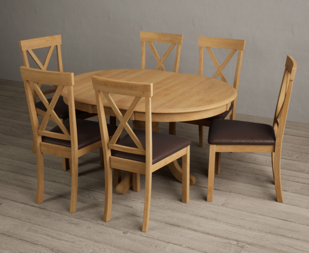 Photo 2 of Extending hertford 100cm - 130cm solid oak pedestal dining table with 6 oak hertford chairs