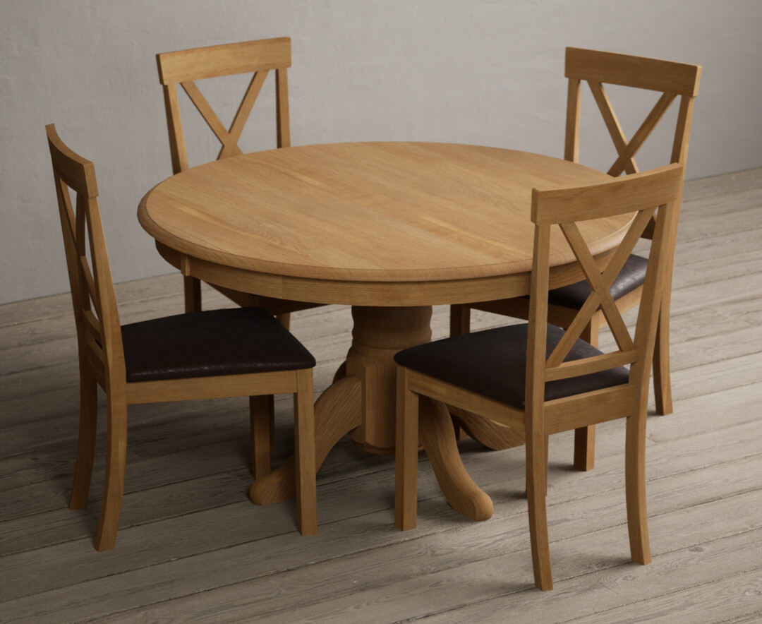 Photo 3 of Hertford 120cm fixed top solid oak dining table with 4 linen hertford chairs
