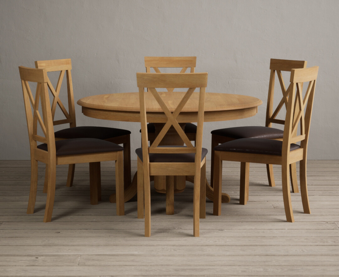 Photo 1 of Hertford 120cm fixed top solid oak dining table with 6 light grey hertford chairs