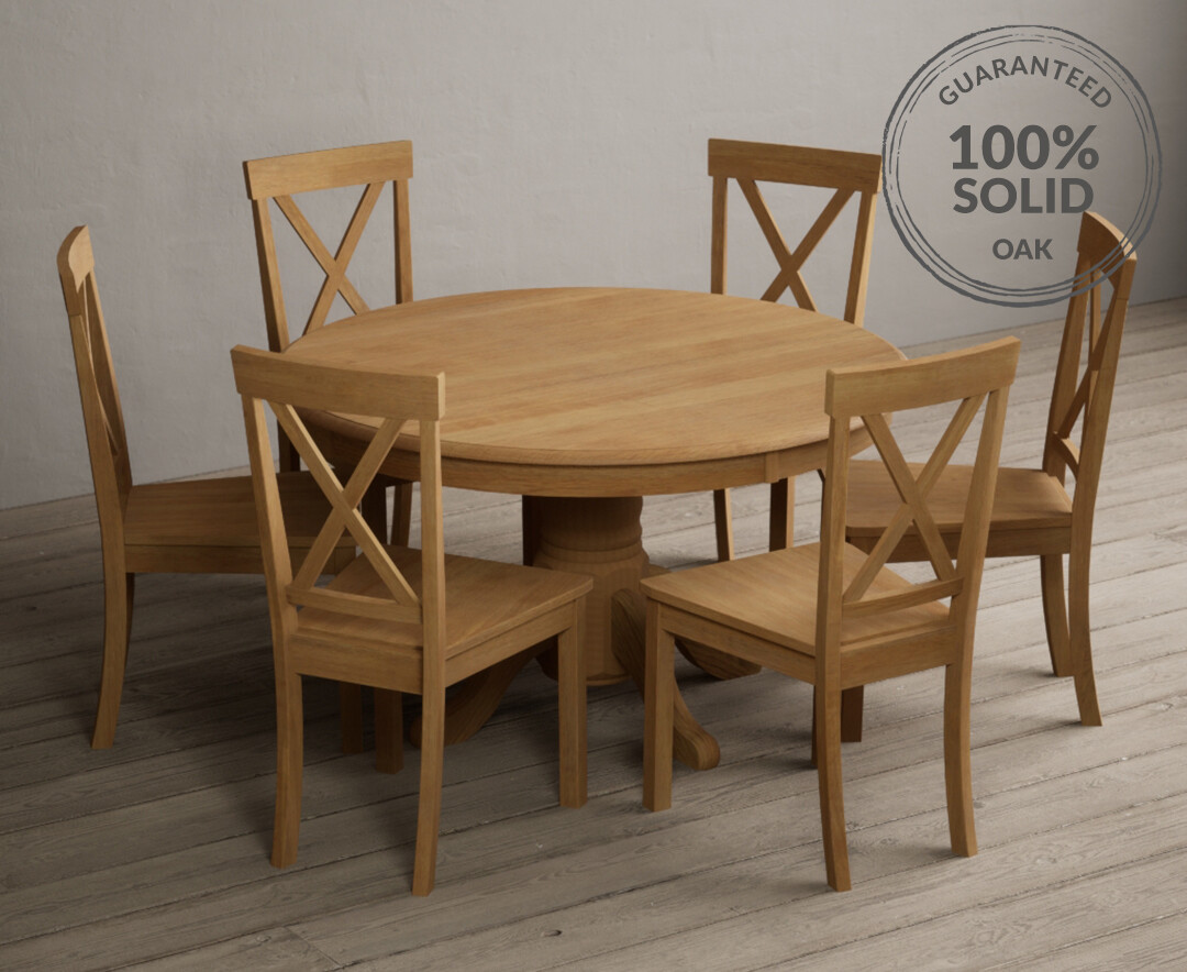 Photo 4 of Hertford 120cm fixed top solid oak dining table with 4 brown hertford chairs