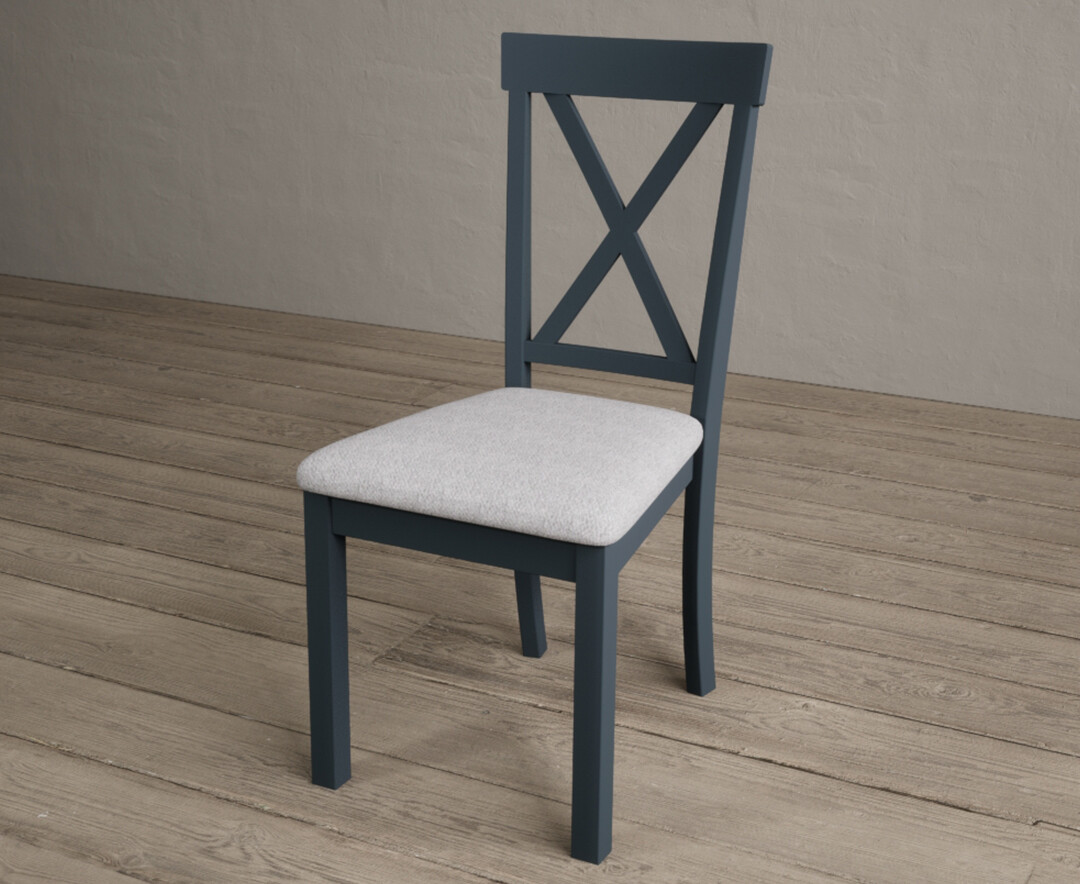 Photo 2 of Hertford dark blue dining chairs with light grey fabric seat pad