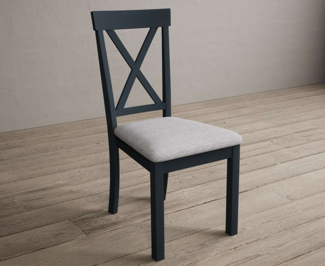 Photo 1 of Hertford dark blue dining chairs with light grey fabric seat pad