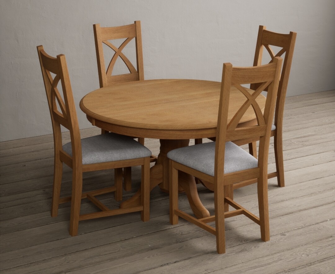 Photo 2 of Hertford 120cm fixed top solid oak dining table with 6 oak natural chairs