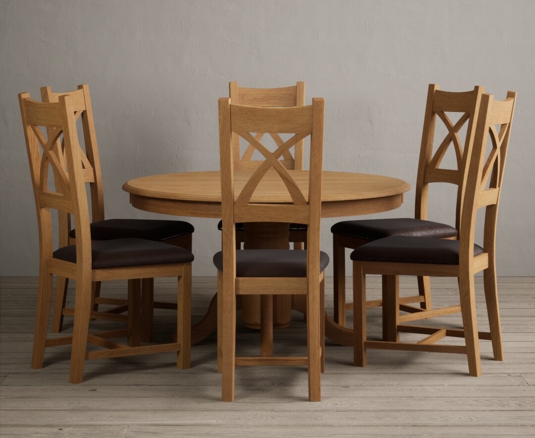 Hertford 120cm Fixed Top Solid Oak Dining Table With 4 Oak Natural Chairs