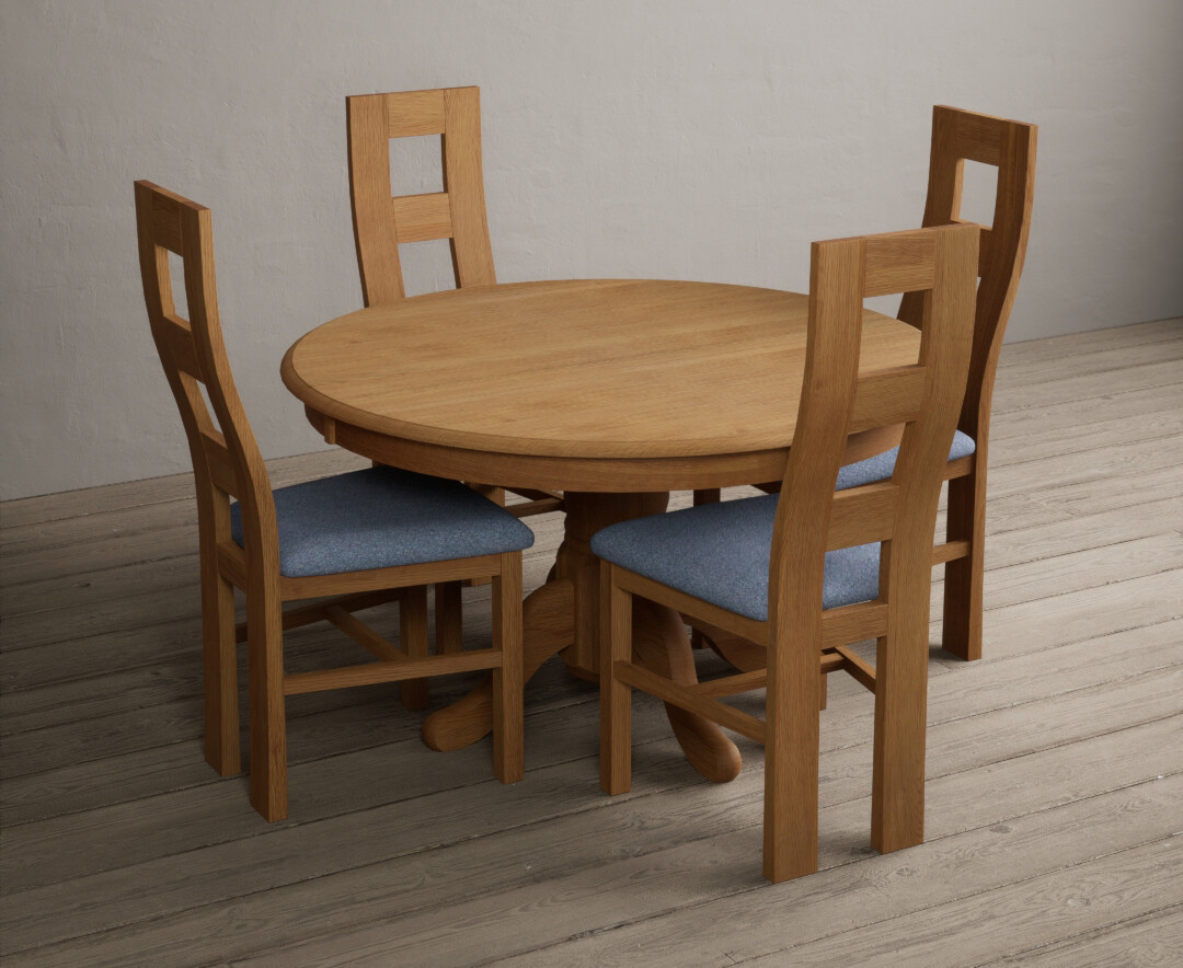 Photo 3 of Hertford 120cm fixed top solid oak dining table with 6 charcoal grey natural chairs