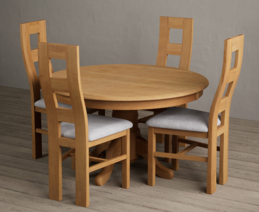 Photo 3 of Hertford 120cm fixed top solid oak dining table with 4 oak natural chairs