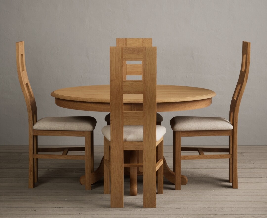 Photo 1 of Hertford 120cm fixed top solid oak dining table with 4 charcoal grey natural chairs