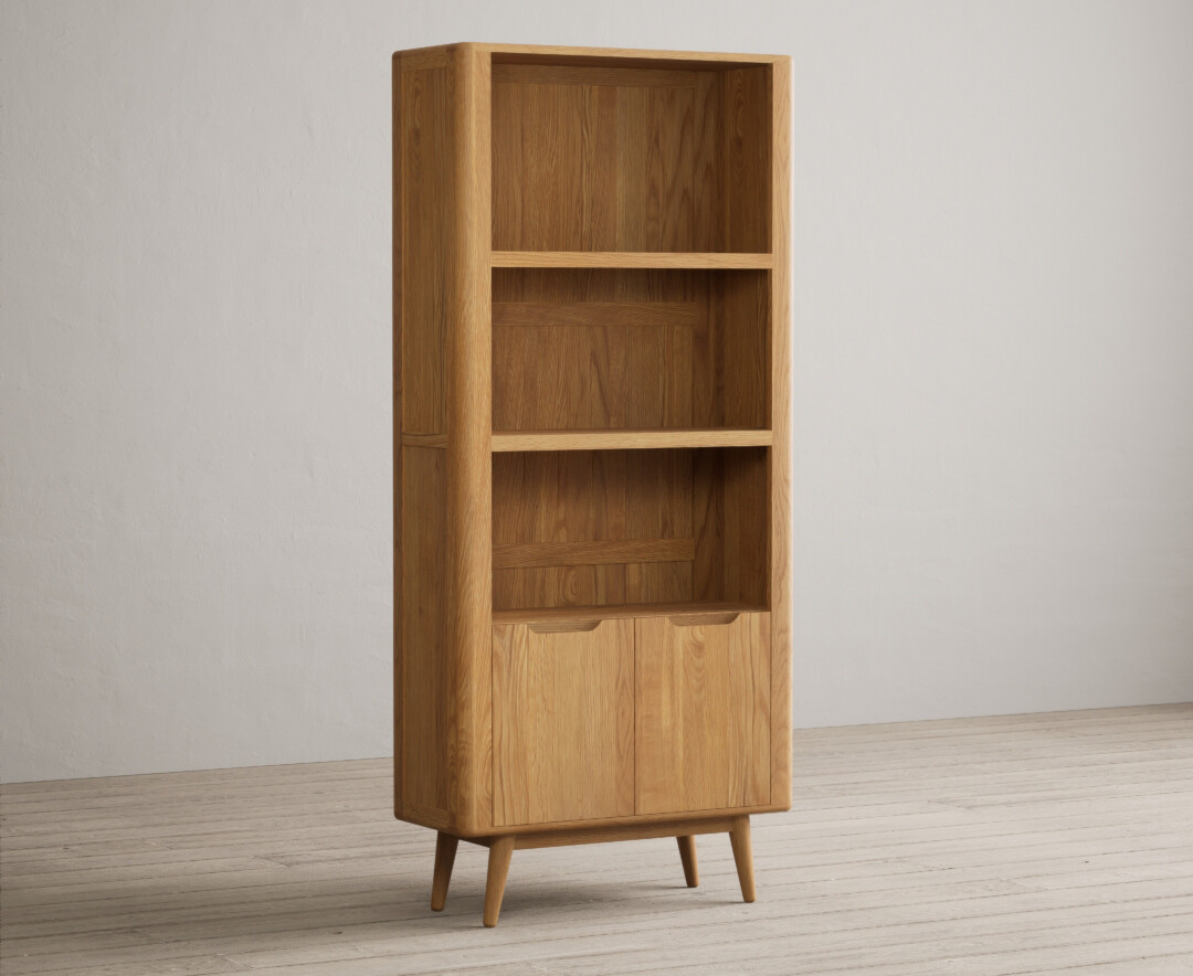 Rosa Solid Oak Tall Bookcase With Cupboard