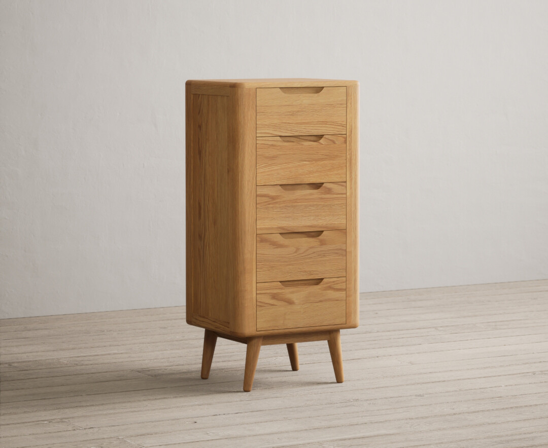 Rosa Solid Oak 5 Drawer Tallboy Chest