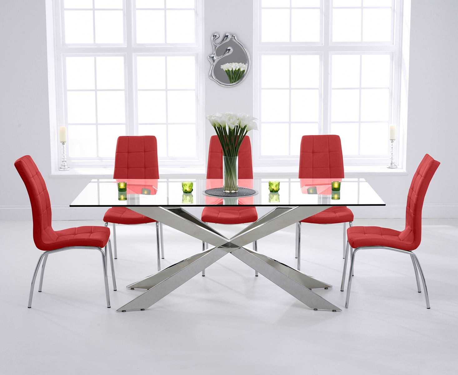 Photo 4 of Canova 200cm glass dining table with 8 black enzo chairs