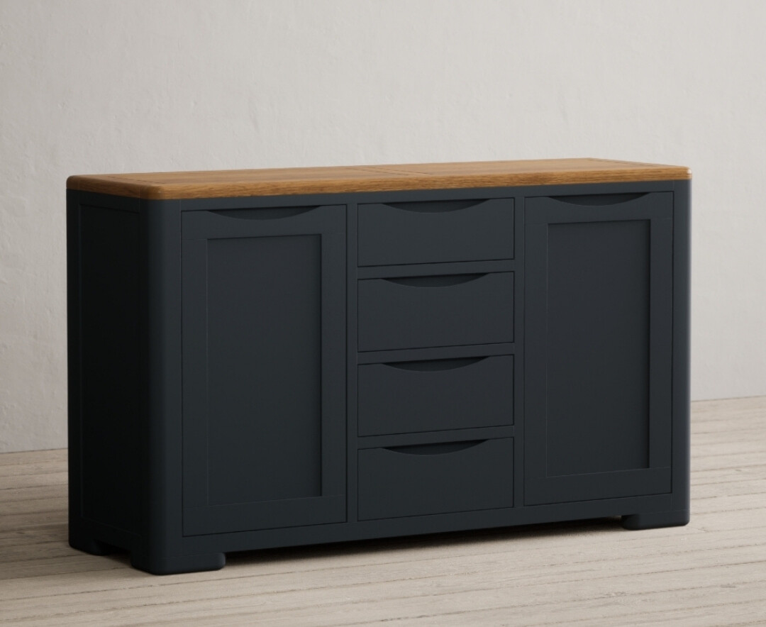 Pembridge Oak And Dark Blue Painted Large Sideboard