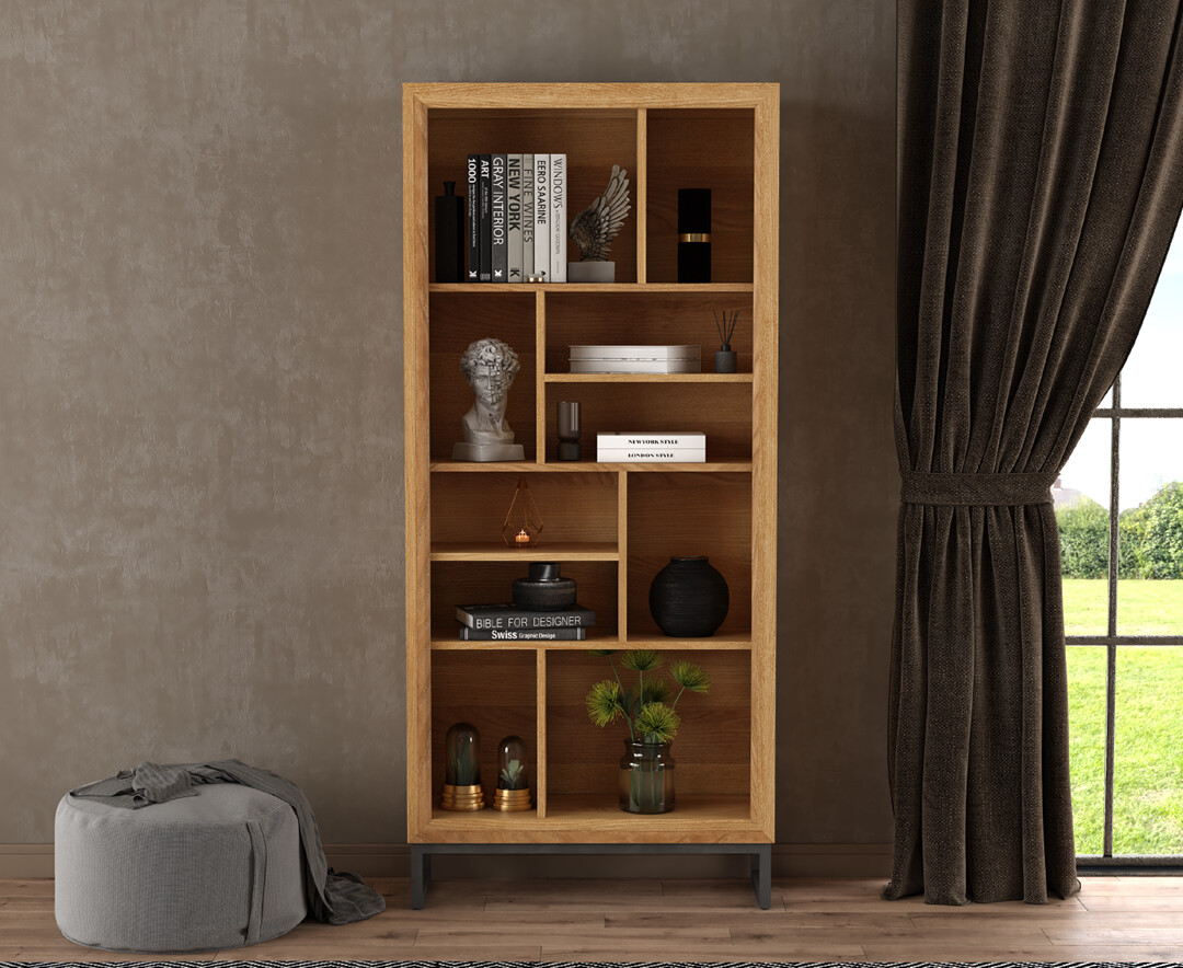 Product photograph of Loft Solid Oak Tall Bookcase from Oak Furniture Superstore