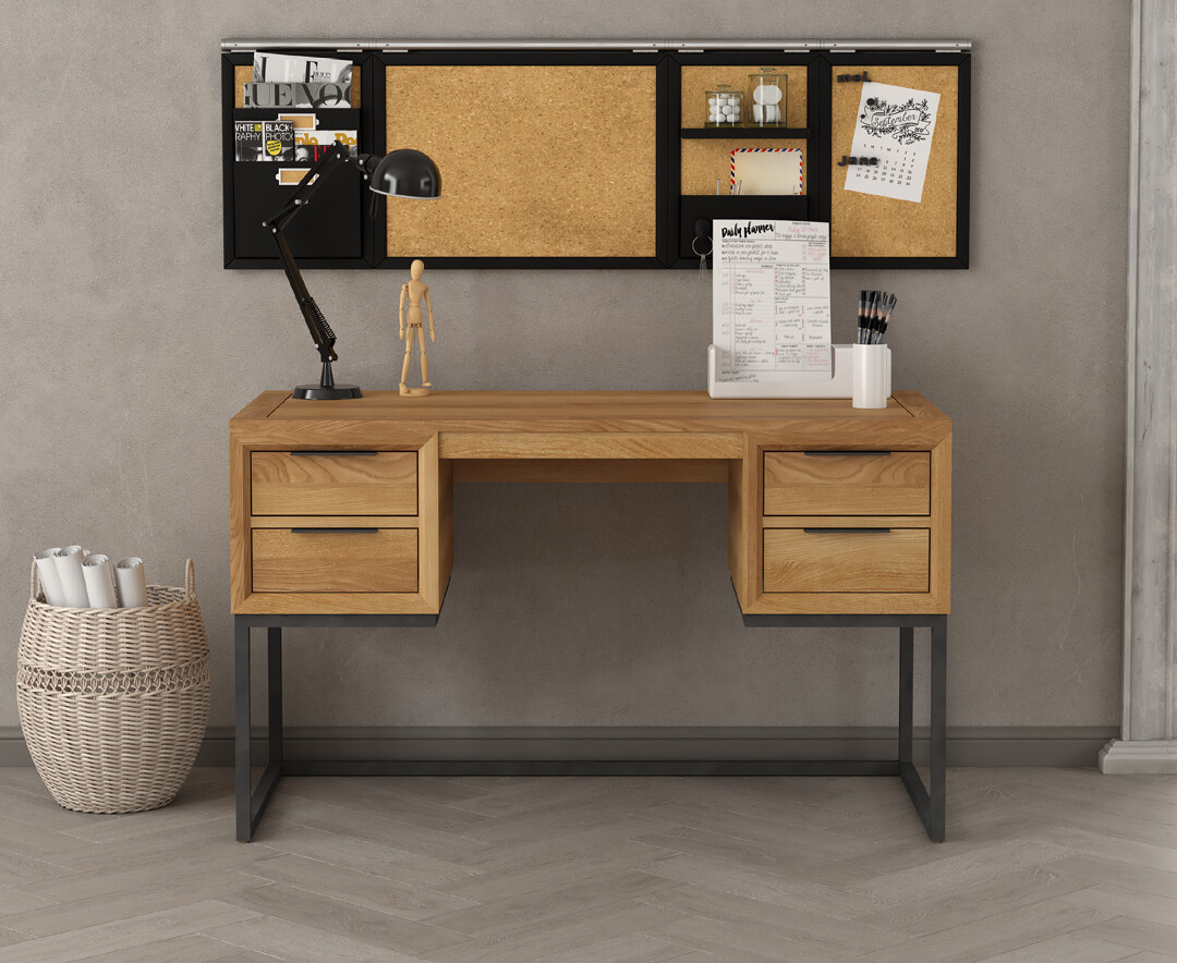 Product photograph of Loft Solid Oak Computer Desk from Oak Furniture Superstore