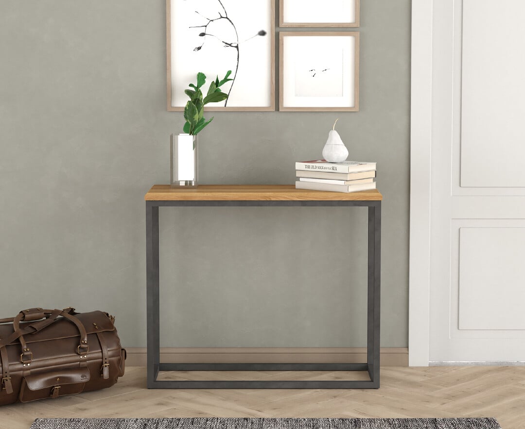 Product photograph of Loft Solid Oak Console Table from Oak Furniture Superstore